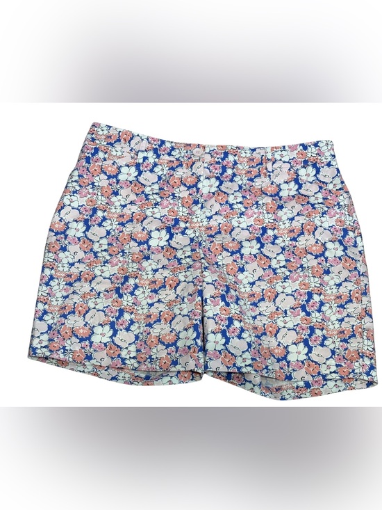 Talbots Pants - Talbots 12 Blue Floral Chino Shorts Pink Coral Preppy Cotton Summer‎